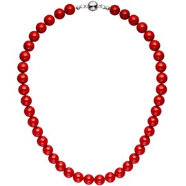 Jobo Ladies 10mm Shell Pearl Necklace 45cm, Metal, Pearl