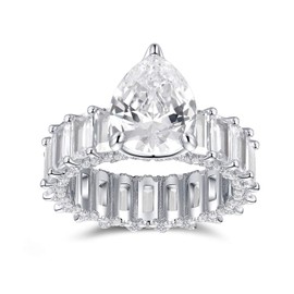 S925 Sterling Silver Ring Pear-Shaped CZ Cubic Zirconia or Gold-Plated Sterling Silver Princess Square Cut Ring, Gift Engagement Wedding Ring 9mmX11mm