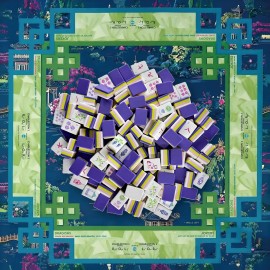 1-1/4" 32mm Professional 4-Layer American Mahjong Set 160-Tile Lavender Heavyweight Acrylic Evergreen Lattice Estate View MatColor: Blue Mahjong Bag Set