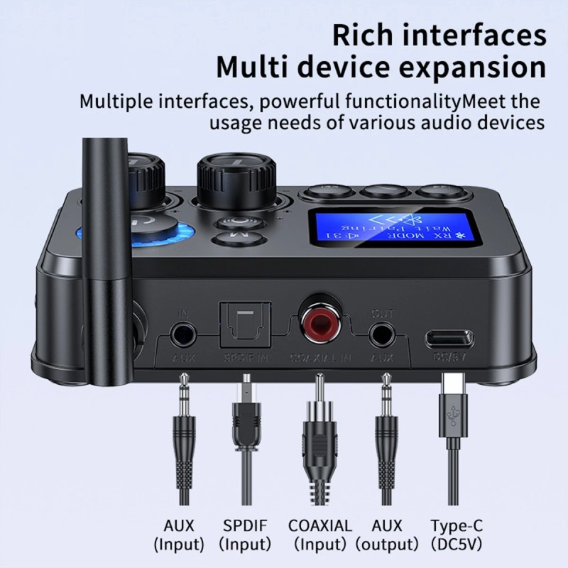 RX/TX Bluetooth 5.4 Transmitter Receiver 3.5mm AUX TV Home Stereo