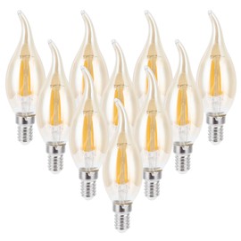 10PCS C35 LED Gold Filament Bulb 2700K 4W E14 Base Glass Clear Bulb Warm White Light 220‑240V