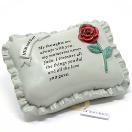Angraves Special Mum & Dad With Rose Pillow Graveside Ornament Memorial Plaque