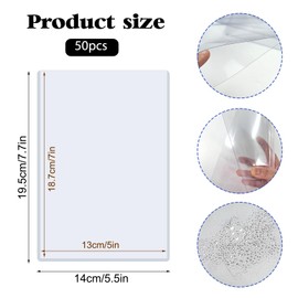 Rainmae 50 Pack 5" x 7" Rigid Print Protectors, Clear Waterproof Hard Plastic Page Sheet Protectors, B6 Paper Sleeves Photo Plastic Sleeves Hard Plastic Document Holder Birth Certificate Protector