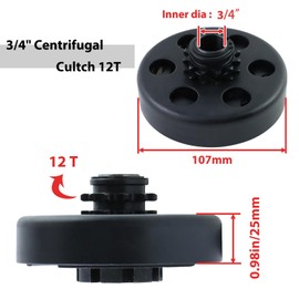 KIKITE Go Kart Clutch 3/4" Bore 12 Tooth,Centrifugal Clutch 12T with #35 Chain for Go Karts Minibike Compatible with Honda Kart Engines，Predator 212 Centrifugal Clutch