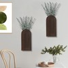Dnnnii 2 Pack Wooden Wall Vase Set - Dark Brown