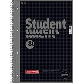 Brunnen 1067928190 Student Spiral-Bound Notebook, Squared, A4, Ruling: 28, 90 g/m², 80 sheets, Black