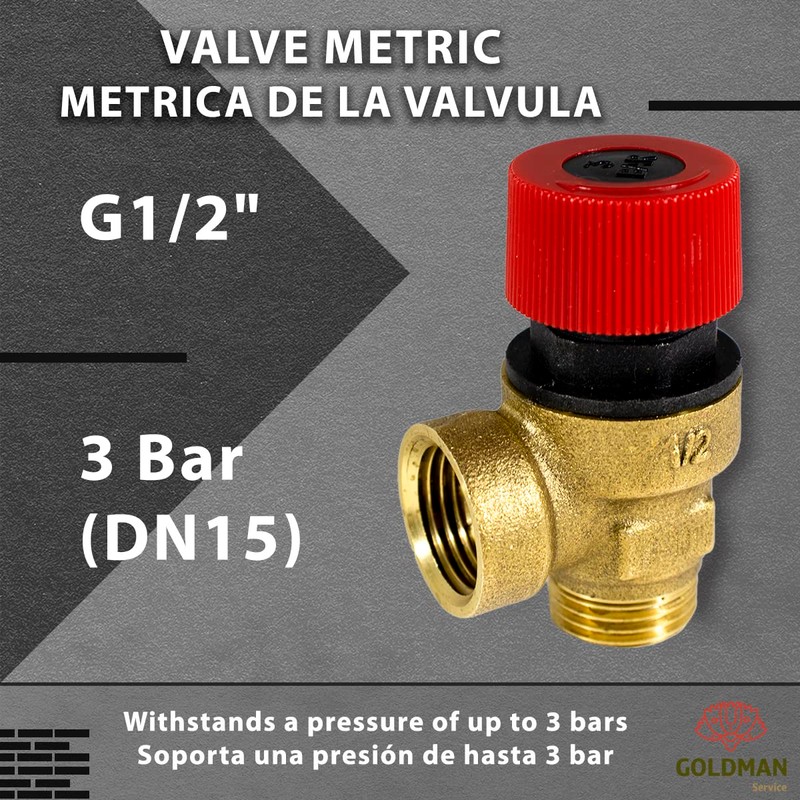 GOLDMAN SERVICE Boiler Safety Valve for Pressure Relief G1/2 Inch