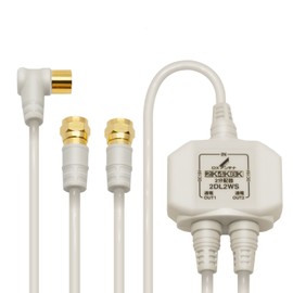 2DL2WS(B) DX Antenna Splitter [2K 4K 8K Compatible] 2 Distribution, All Terminals Current, Gold Plated Plug, 2C Cable