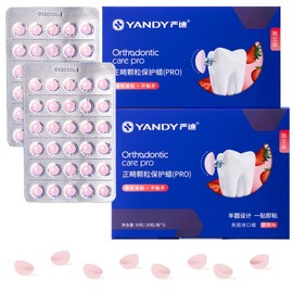 YANDY Cera de ortodoncia para aparatos dentales, gránulos de cera protectora, 180 paquetes higiénicos individuales, sabor fresa