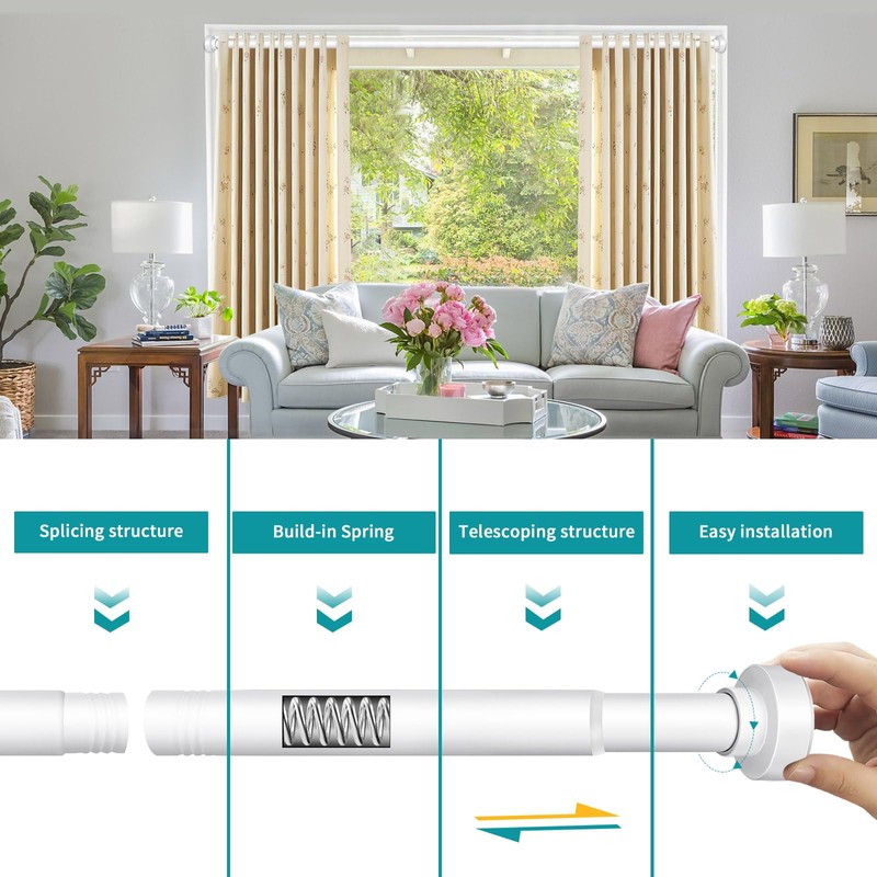 YNL Tension Shower Curtain Rod 34-96 Inches（2.8-8ft) Adjustable Spring Shower
