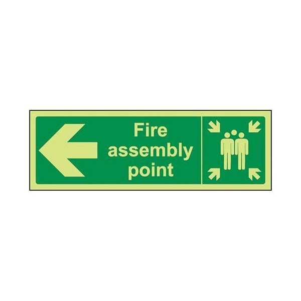 VSafety 17021BP-G Fire Assembly Point Sign, Fire Assembly Point Arrow