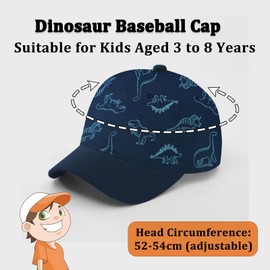 iNelihoo 3-8 Years Kid Dinosaur Baseball Cap Cotton Printing Kids Summer Peaked Caps Children Baseball Cap Breathable Sun Hats for Boys Girls Toddler Navy Blue