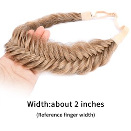 Gledola 2 Strands Fishtail Wide Messy Plaited Braids Headband (Caramel Brown, Wide)