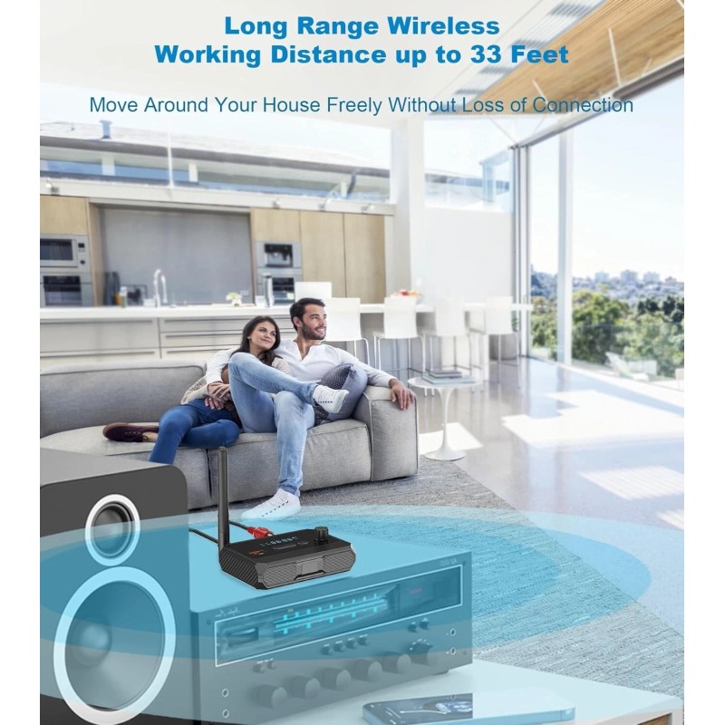 Bluetooth 5.3 Audio Receiver for Home Stereo, Wireless Adapter with