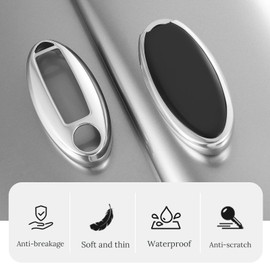 Kimity for Nissan Key Fob Cover, Stylish Soft TPU Key Case for Altima Sentra Maxima Rogue Armada Key Shell Series Keyless Entry Smart Car(Silver, A), Silver, A