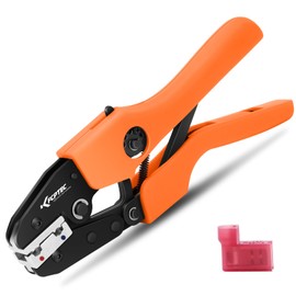KF CPTEC Crimping Tool for Insulated Terminals Flat Connector 90° Angled 20-18 and 16-14 AWG Terminal Pliers with Ratchet Function