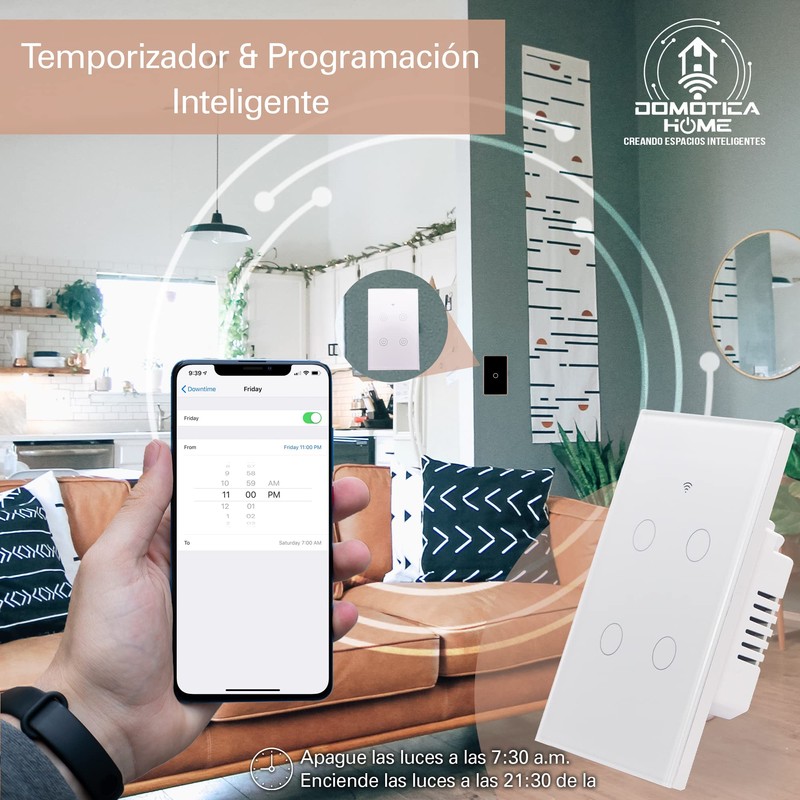 Apagador Inteligente WiFi Touch 2 Botones: Control de Voz con