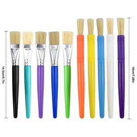 Pack of 10 Children's Painting Brushes, Acrylic Brush, Watercolour Painting Brush, Oil Painting Brush, Natural Bristle Brush Set for Oil Painting, Round Head Brush Set for Beginners, School, Painting