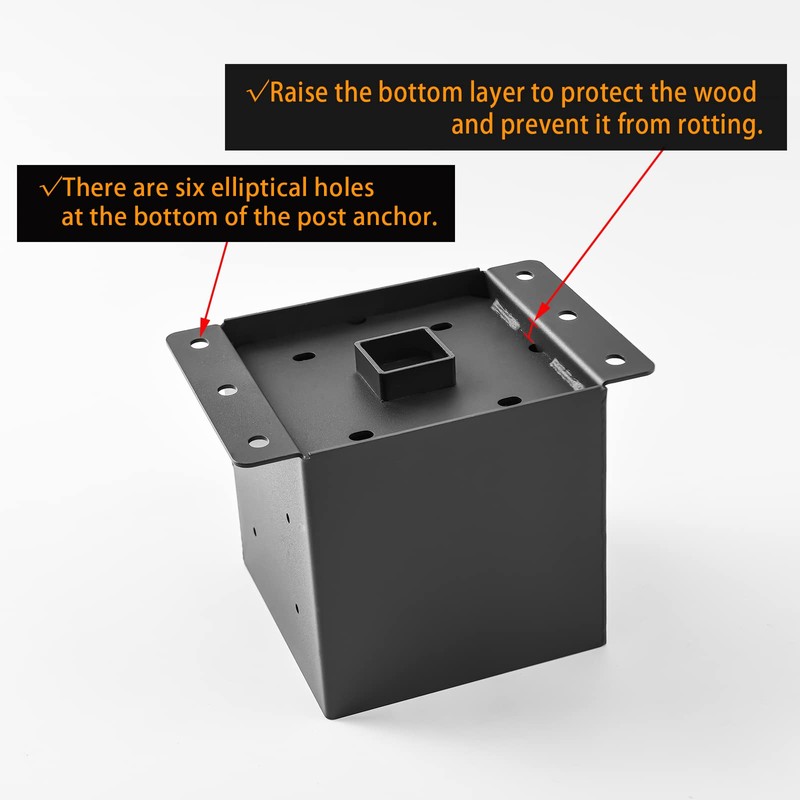 6x6 Post Base,Post Brackets(Inner Size 5.6"x5.6"),Black Powder-Coated Heavy Duty Steel