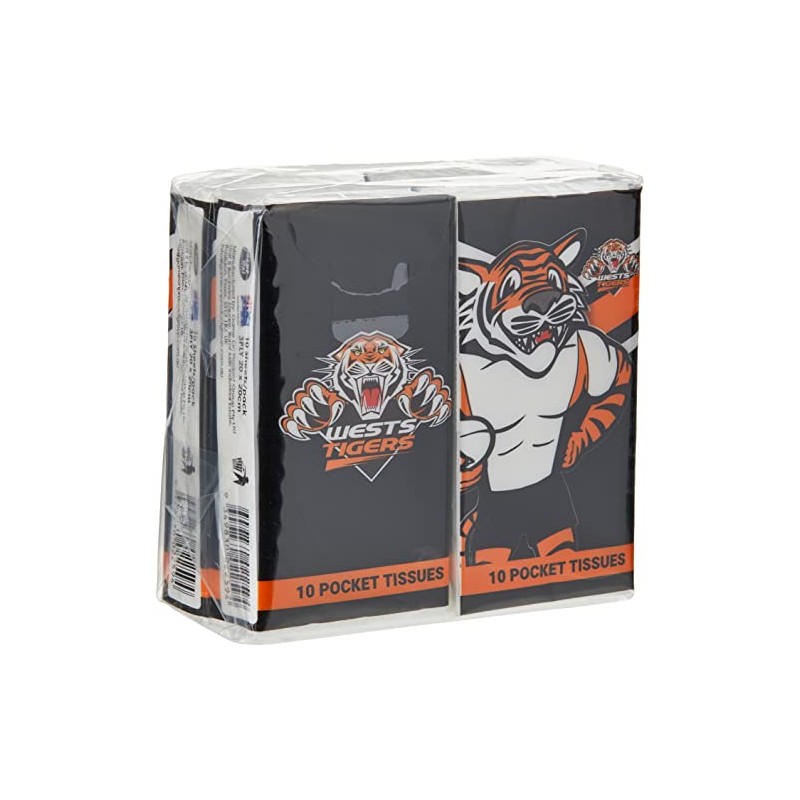 NRL West Tigers Mascot Pocket Tissues (Pack of 4)