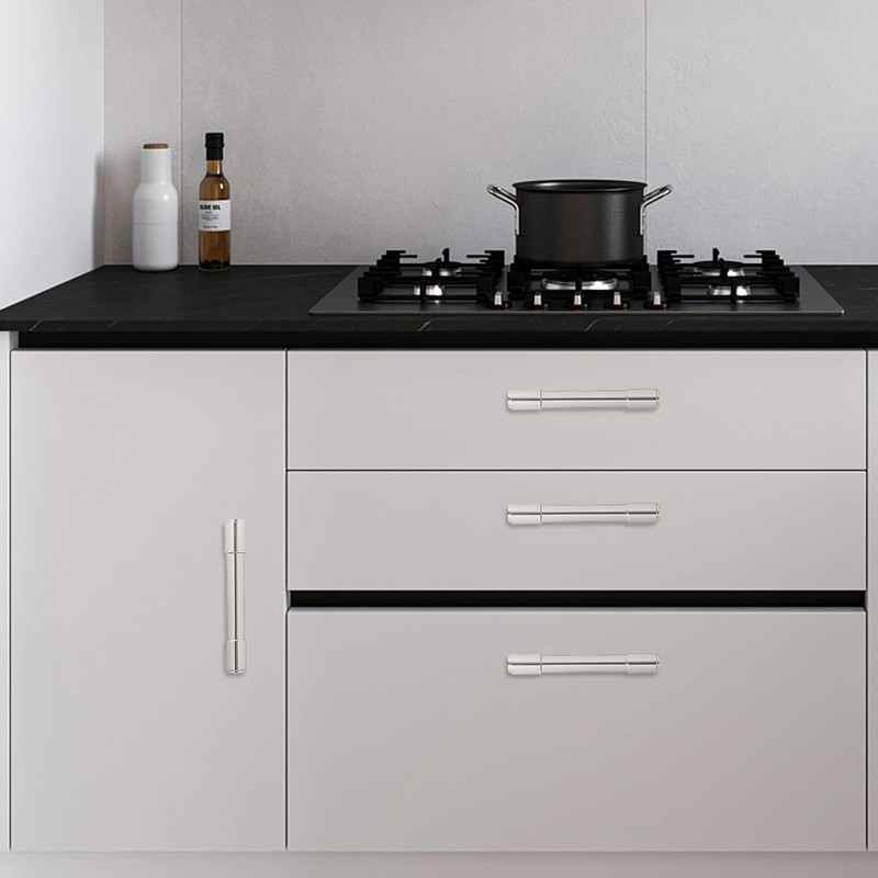 BUKOBYHE 10 Pack 3 Inch(76mm) Kitchen Cabinet Handles Brushed Satin