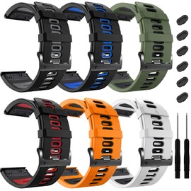 ZPJPPLX 26mm Easy Fit Fenix 7X Pro 6X 5X Bands,Soft Silicone Sport Straps Compatible for Garmin Epix Pro 51mm /Tactix 7 Pro/Fenix 6X Pro/Fenix 5X Plus/Enduro 2/Descent Mk2i/Mk3i 51mm,6Pack b