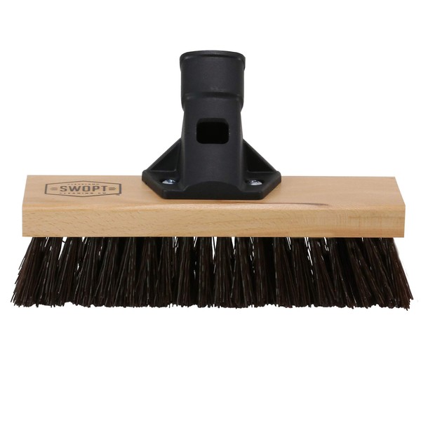SWOPT 10” Premium Rough Surface Scrub Brush Head — Deck Brush for Rough and Textured Surfaces, Cleaning Head Interchangeable with All SWOPT Cleaning Products for More Efficient Cleaning and Storage