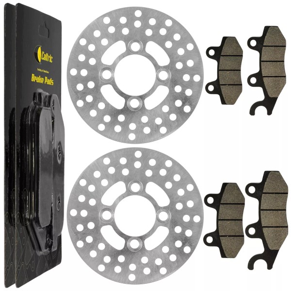 Caltric 2 Front Brake Disc Rotor And Pad for Yamaha