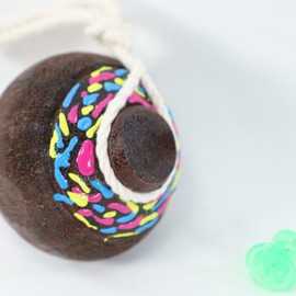 El Salvador Trompo de Madera con pita hand made Wood Spinning Artesanal Decor