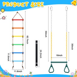 ShinyRelief 2 Pack Gym Swing Sets 48'' Trapeze Swing Bar Monkey Bar Heavy Duty Chain with Locking 6.8ft Climbing Rope Ladder Climbing Game for Accessories Tree House Playground Outdoor Play(Green)
