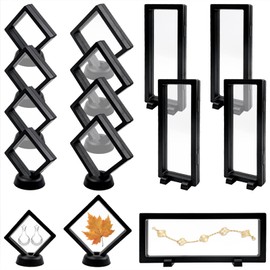 15 Pcs 3D Floating Display Case, Transparent Coin Display Frame Stand, PE Film Floating Frame Organizer, Jewelry Storage Box Small Shadow Box for Bracelet, Collectible, Stamp, Medal (15)