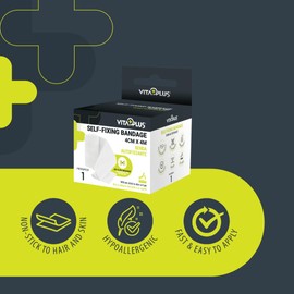 VITAPLUS PBT Self Fixing Bandages - Elastic Cohesive Bandages, Self-Fixing and Easy Application - Hypoallergic and Latex Free (4cm x 4m)
