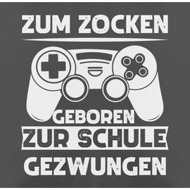 Cushion 50 x 50 cm – Statement with Sayings – Zum zocken geboren Schule gezwungen – 50 x 50 cm – Grey – Gamer Cushion Cover Sayings Zock Motif Cushion Gamer Cushion and Filling Saying Game