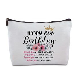 60th Birthday Gifts for Women Zipper Travel Makeup Bag Gifts Ideas for 60th Birthday Gifts for 60 Year Old Woman 1962 Birthday Gifts for Grandma
