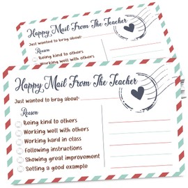 Happy Mail from The Teacher Cards, Preschool, Elementary Teacher Mail Good Behavior Incentive Cards to Send Home