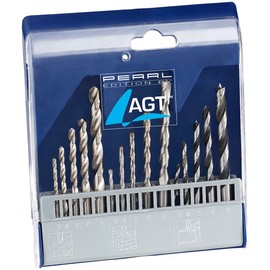 AGT Drill Bit Set 15 Pieces with HSS Metal Drill, Wood and Masonry Drill (Metal Drill Bit for Concrete, Concrete Drill Set, Cordless Screwdriver)