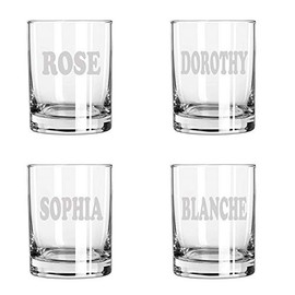 Brindle Southern Farms Golden Girls inspired Rocks Glass Set of FOUR. Sophia, Dorothy, Blanche and Rose Golden Girls Gift