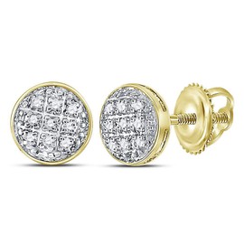 Solid 10k Yellow Gold Round Diamond Circle Cluster Stud Earrings 1/20 Ct. ( 1/4 Inch ) - Jewelry Gifts For Women Wife Mom Gifts For Men Husband Dad