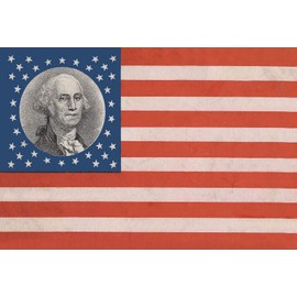 Schatzmix US Flag (with G. Washington) Metal Sign Wall Decoration 20 x 30 cm Tin Sign Tin Sign Metal Plate Multi-Coloured 20 x 30 cm