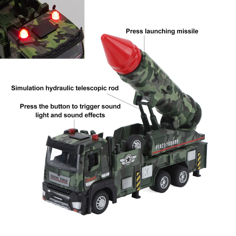 Missile Truck Toy High Simulation Strong Return Force Alloy Lights