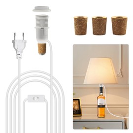 Lamp Holder for Bottles, E14 Socket with Cable and Switch, 240 cm Bottle Adapter Lamp, DIY Bottle Lamp Attachment for Table Lamp, Compatible with Lampshade, for Bedroom, Living Room, 60 W