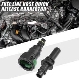 A ABSOPRO Car Fuel Line Hose Quick Release Connector Kit Straight 11.8mm SAE to 5/16" 8mm Disconnect Hose Plastic Green