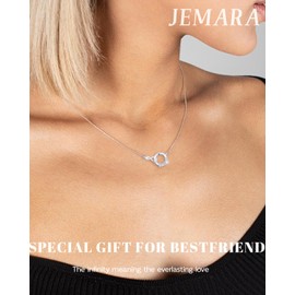 JEMARA Friendship Gifts Sterling Silver Necklace Infinity Cubic Zirconia Mobius Circle Friendship Necklace for Friend