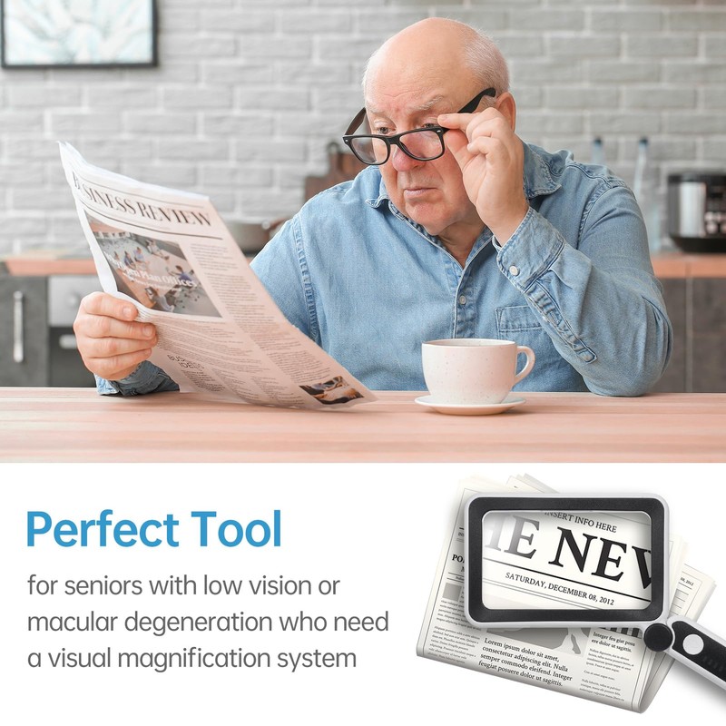 Sonew 4 x Reading Magnifier with Light for Seniors, Large,