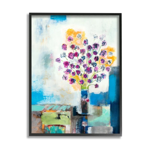 Stupell Rose Flowers Still Life Abstract Color Patchwork Framed Wall
