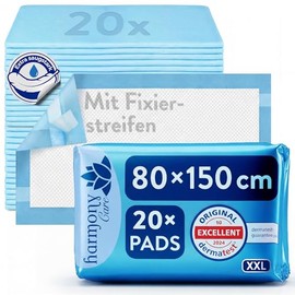 Harmony Care 20 x Disposable XL Incontinence Bed Pads 6-Layer Protective Pads for Beds - 80 x 150 cm Absorbent Hospital Pads - Non-Slip Single Incontinence Pad