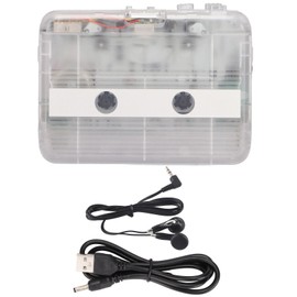 TON007B Portable Cassette Players Mini Stereo Bluetooth Cassette Playing Equipment with 3.5 mm Jack for Speakers CarsTransparent