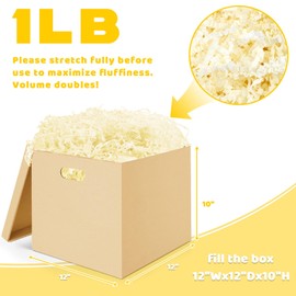 1 LB Crinkle Cut Paper Shred Filler Beige Paper Stuffing Baskets Filler for Wedding Birthday Decorative Craft Box Bags Wrapping Supplies