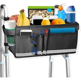 Does Not Apply Walker Basket with Cup Holder Multi-Pocket Big Capacity for Seniors