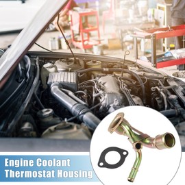 A ABSOPRO Engine Coolant Thermostat Housing No.F57Z-8592-AB HVAC Water Pump Outlet Tube for Ford for Ranger 1993-1997 Metal Bronze Tone